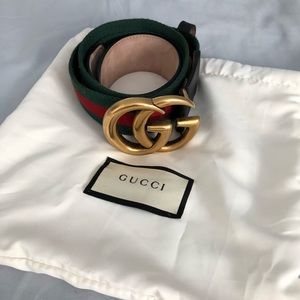 Gucci Marmont Web Belt w Double G Buckle Size 90cm